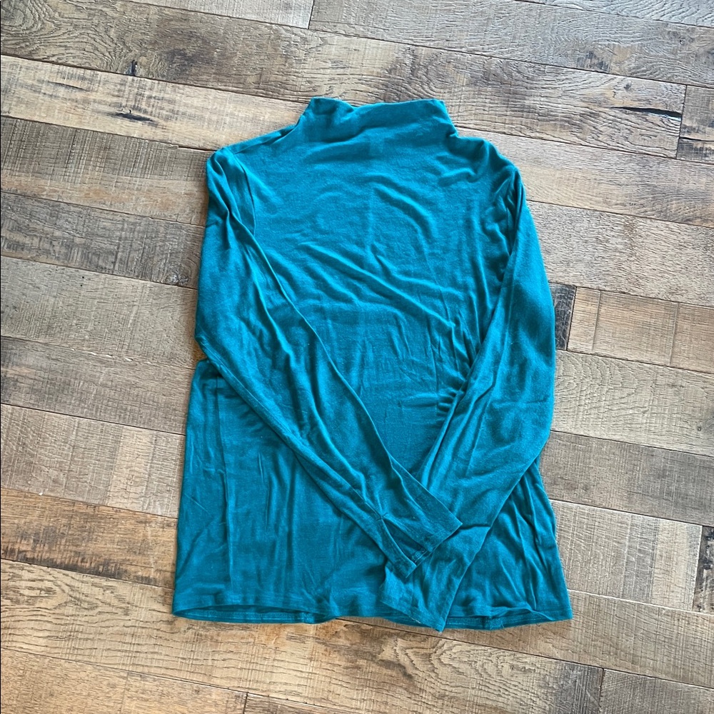Nine West Teal Long Sleeve Turtleneck Top